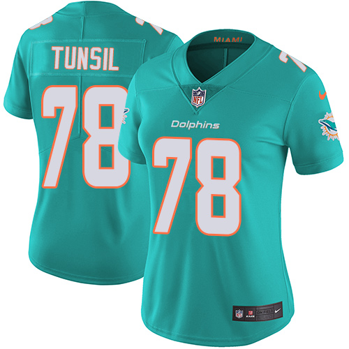 Nike Miami Dolphins 78 Laremy Tunsil Aqua Green Team Color Women Stitched NFL Vapor Untouchable Limited Jersey
